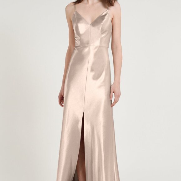Jenny Yoo Dresses & Skirts - NWT Jenny Yoo Dina Satin Back Crepe Bridesmaid Dress. Center slit. Petal pink.